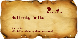 Malitsky Arika névjegykártya
